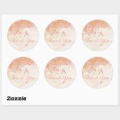 Peach Gold Marble Cute Monogram Weddenschap Hartel Ronde Sticker (Vel)