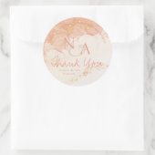Peach Gold Marble Cute Monogram Weddenschap Hartel Ronde Sticker (Tas)