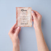 Peach Gold Marble Weddenmenu Flyer (Hand)