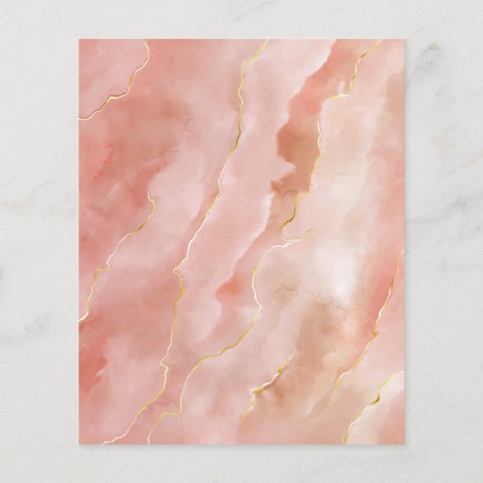 Peach Gold Marble Weddenmenu Flyer (Achterkant)