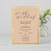 Peach Gold Minimal Wedding Folie Uitnodiging (Staand Voorkant)