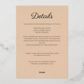 Peach Gold Minimal Wedding Folie Uitnodiging (Achterkant)