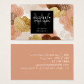 Peach Gold Modern Abstract Monogram Business Cards Visitekaartje (Voorkant /achterkant)