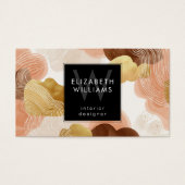 Peach Gold Modern Abstract Monogram Business Cards Visitekaartje (Voorkant)