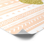 Peach Gold Nursery Decor Deer Tribal Patroon Poster (Hoek)