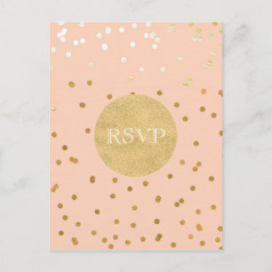 Peach & Gold Shiny Confetti Stippen Chic Modern RS Uitnodiging Briefkaart