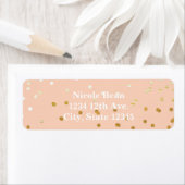 Peach & Gold Shiny Confetti Stippen Moderne Etiket (Insitu)