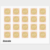Peach & Gold Shiny Confetti Stippen Moderne grafis Vierkante Sticker (Vel)