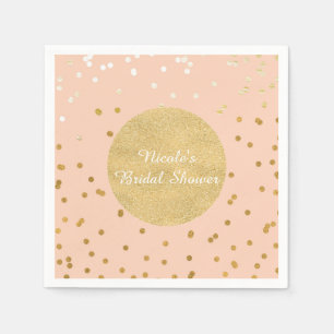 Peach & Gold Shiny Confetti Stippen Moderne Servetten