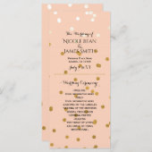 Peach & Gold Shiny Faux Folie Confetti Program rac Programmakaart (Voorkant / Achterkant)