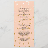 Peach & Gold Shiny Faux Folie Confetti Program rac Programmakaart (Voorkant)