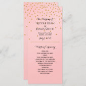 Peach & Gold Shiny Faux Folie Confetti Program rac Programmakaart (Voorkant / Achterkant)