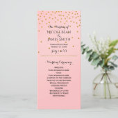 Peach & Gold Shiny Faux Folie Confetti Program rac Programmakaart (Staand voorkant)
