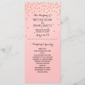 Peach & Gold Shiny Faux Folie Confetti Program rac Programmakaart (Voorkant)