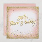 Peach Gold Smile Er is een bubbelbare uitnodiging  (Voorkant / Achterkant)