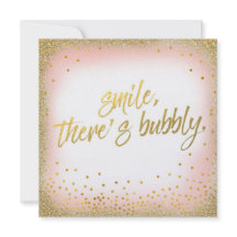 Peach Gold Smile Er is een bubbelbare uitnodiging 