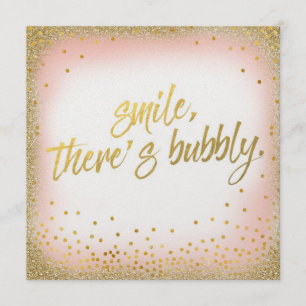 Peach Gold Smile Er is een bubbelbare uitnodiging