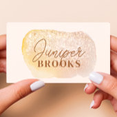 Peach Gold Social Media QR Code Glitter Visitekaartje