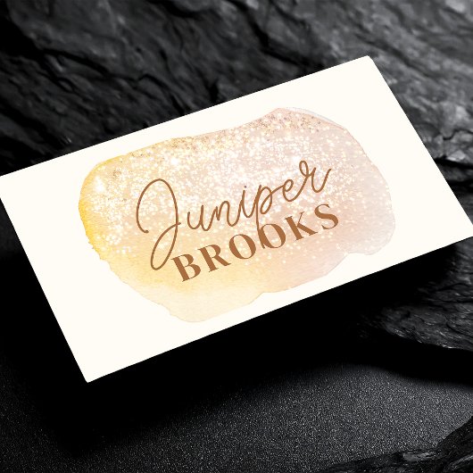 Peach Gold Social Media QR Code Glitter Visitekaartje