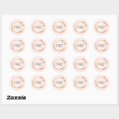 Peach Gold Sparkle Script Monogram Wedding Ronde Sticker (Vel)