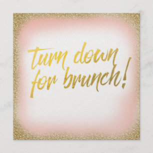 Peach Gold Turn Down for Brunch Invitation Pearl Kaart