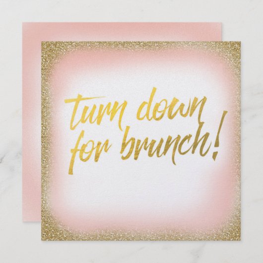 Peach Gold Turn Down voor brunch uitnodiging Pearl (Voorkant / Achterkant)