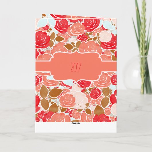 Peach & Gold Waterverf Bloemmeisje Happy Birthday Kaart (Achterkant)