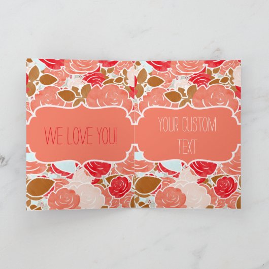 Peach & Gold Waterverf Bloemmeisje Happy Birthday Kaart (Binnen)