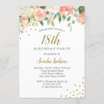 Peach Gold Waterverf Floral 18th Birthday Party Kaart<br><div class="desc">griepvaccinaties in de Little Bayleigh Store.</div>