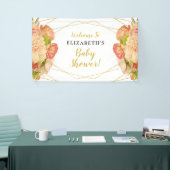 Peach Gold Waterverf Flowers Baby shower Banner (Beurs)