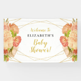 Peach Gold Waterverf Flowers Baby shower Banner