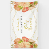 Peach Gold Waterverf Flowers Baby shower Banner (Verticaal)