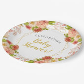 Peach Gold Waterverf Flowers Baby shower Papieren Bordje (Gekanteld)