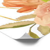 Peach Gold Waterverf Flowers Baby shower Sign Poster (Hoek)