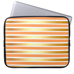 PEACH GOLD WHITE SHINY STRIPES LAPTOP SLEEVE