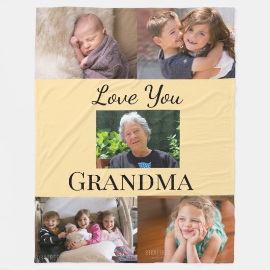 Peach Gradient 5-photo Family Tribute Keepsake Fleece Deken (Voorkant)