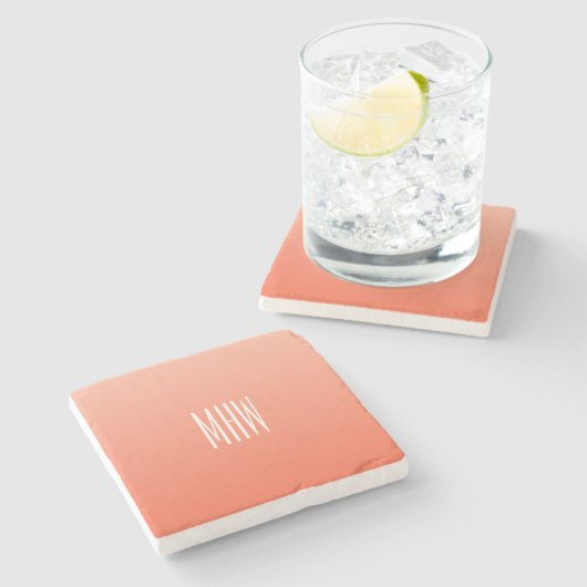Peach Gradient aangepaste monogram onderzetters (Zijkant)