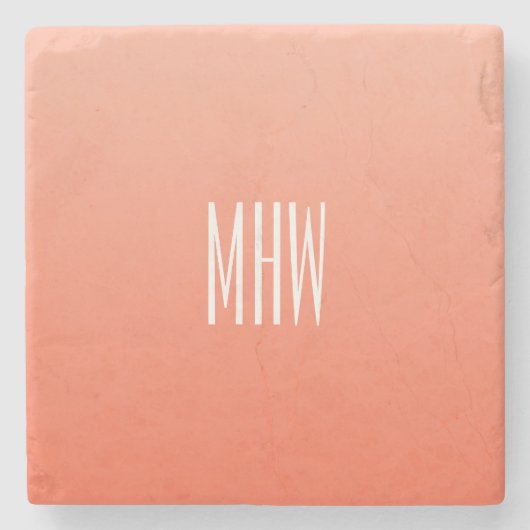 Peach Gradient aangepaste monogram onderzetters (Voorkant)