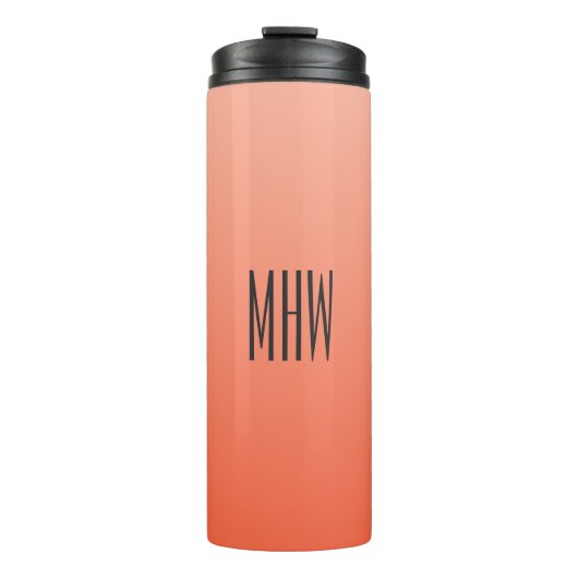 Peach Gradient aangepaste monogram tumbler Thermosbeker (Voorkant)