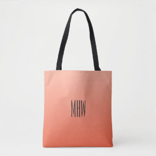 Peach Gradient aangepaste monogram zakken Tote Bag