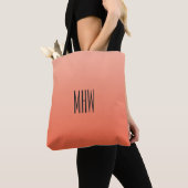 Peach Gradient aangepaste monogram zakken Tote Bag (Dichtbij)