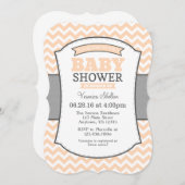 Peach Gray Chevron Baby shower Uitnodiging (Voorkant / Achterkant)