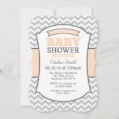 Peach Gray Chevron Baby shower Uitnodiging (Voorkant)