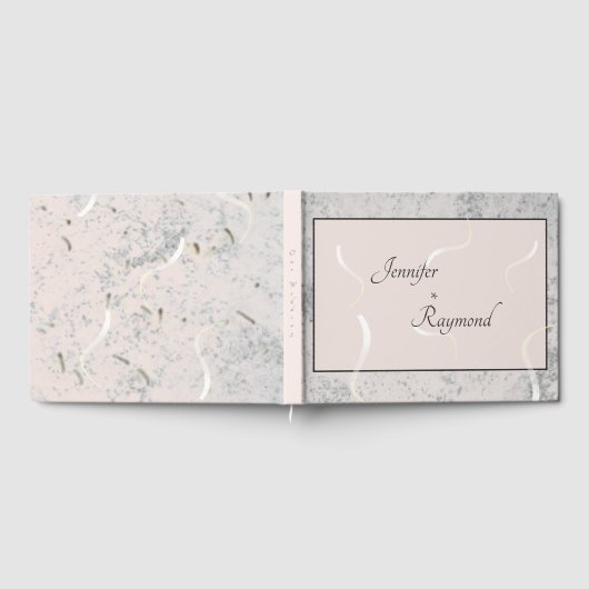 Peach & Gray Marmer Monogram Gastenboek (Volledig)