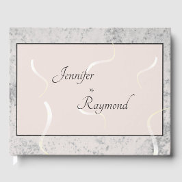 Peach & Gray Marmer Monogram Gastenboek