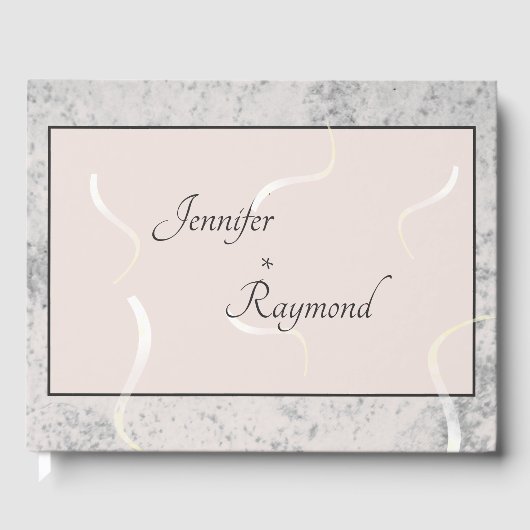 Peach & Gray Marmer Monogram Gastenboek (Voorkant)