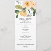 PEACH GRAY PEONY FLORAL WATERVERF WEDDING PROGRAMM MENU (Voorkant)