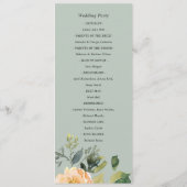 PEACH GRAY PEONY FLORAL WATERVERF WEDDING PROGRAMM MENU (Achterkant)