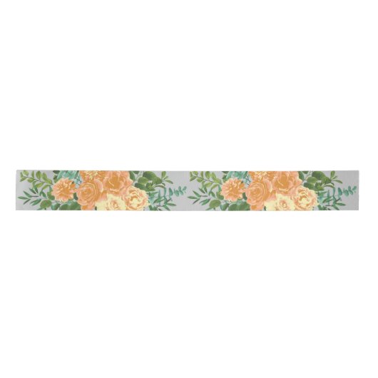 Peach Gray Wedding  Floral Satijnen Lint (Voorkant)