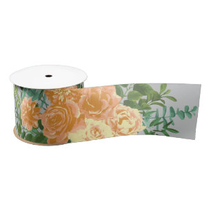 Peach Gray Wedding Floral Satijnen Lint